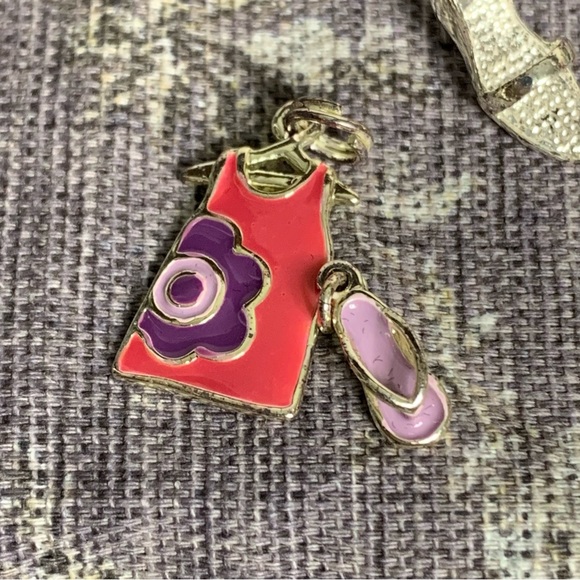 Set of 4 Enameled Flip Flop High Heel Summer Theme Charms for Bracelet - Picture 2 of 8